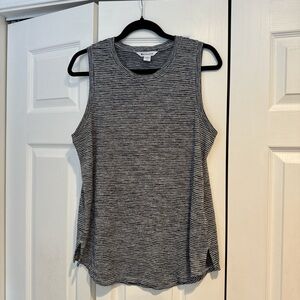 Athleta Black and White Striped Sleeveless Top